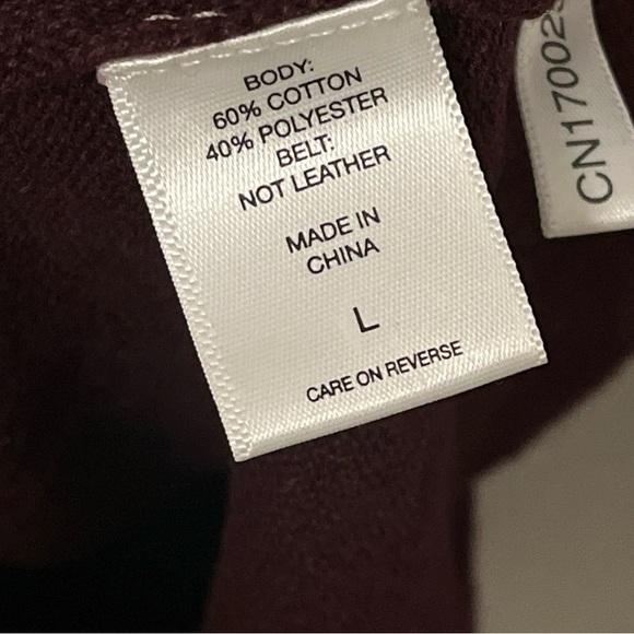 New York & Company Wine/Burgundy Fringed Pull-on Sweater Wrap Cotton-blend. L - Picture 7 of 7